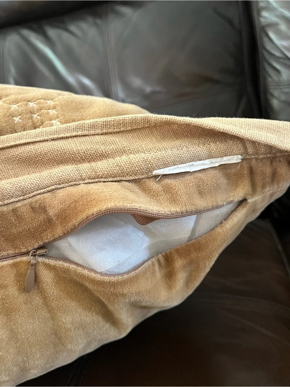 Plush Quilted Throw Pillow in Camel